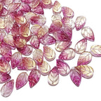 Czech Glass Beads Leaf 18mm Dark Blue Gradient Gold Shimmer 100pcs 4