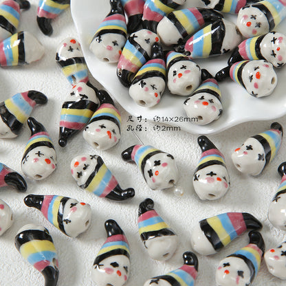 Ceramic Santa Claus and Clown Series Clay Beads Hand Painted 10pcs 6