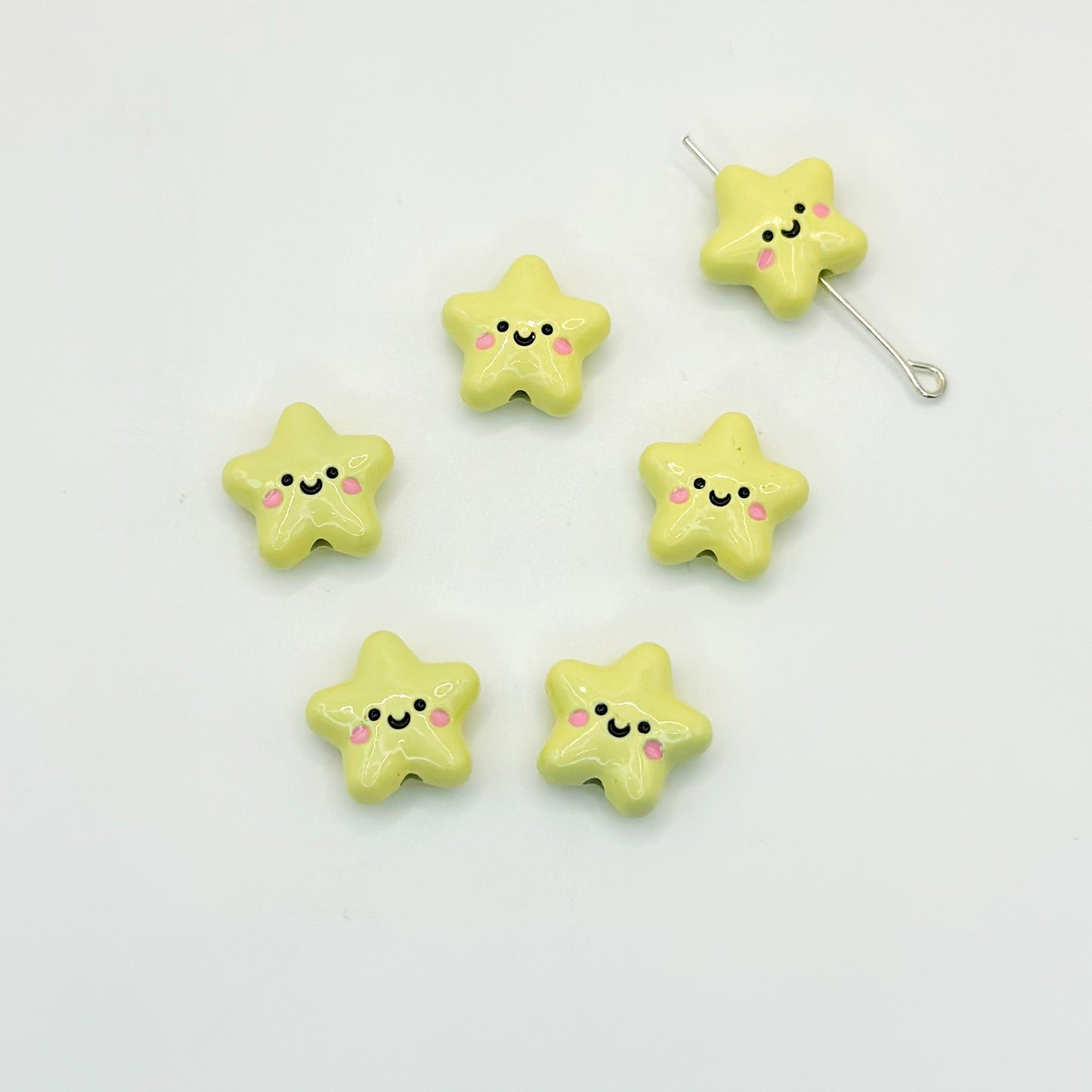 Star Metal Beads 13mm Glossy Painted Smiley Face 10pcs 11