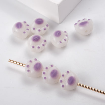 Cartoon 3D Cat Paw Acrylic Beads 12mm Pastel Mixed Colors 100pcs 9