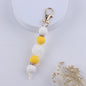 Double-Sided Rose Beaded Silicone Keychain Pastel Colors 6