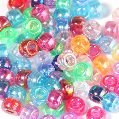 Multicolor Pony Beads Acrylic 9mm Smooth Finish 100pcs 17
