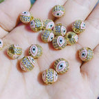 Round Rhinestone Beads 8mm 10mm Evil Eye Enamel Brass 1pc 2