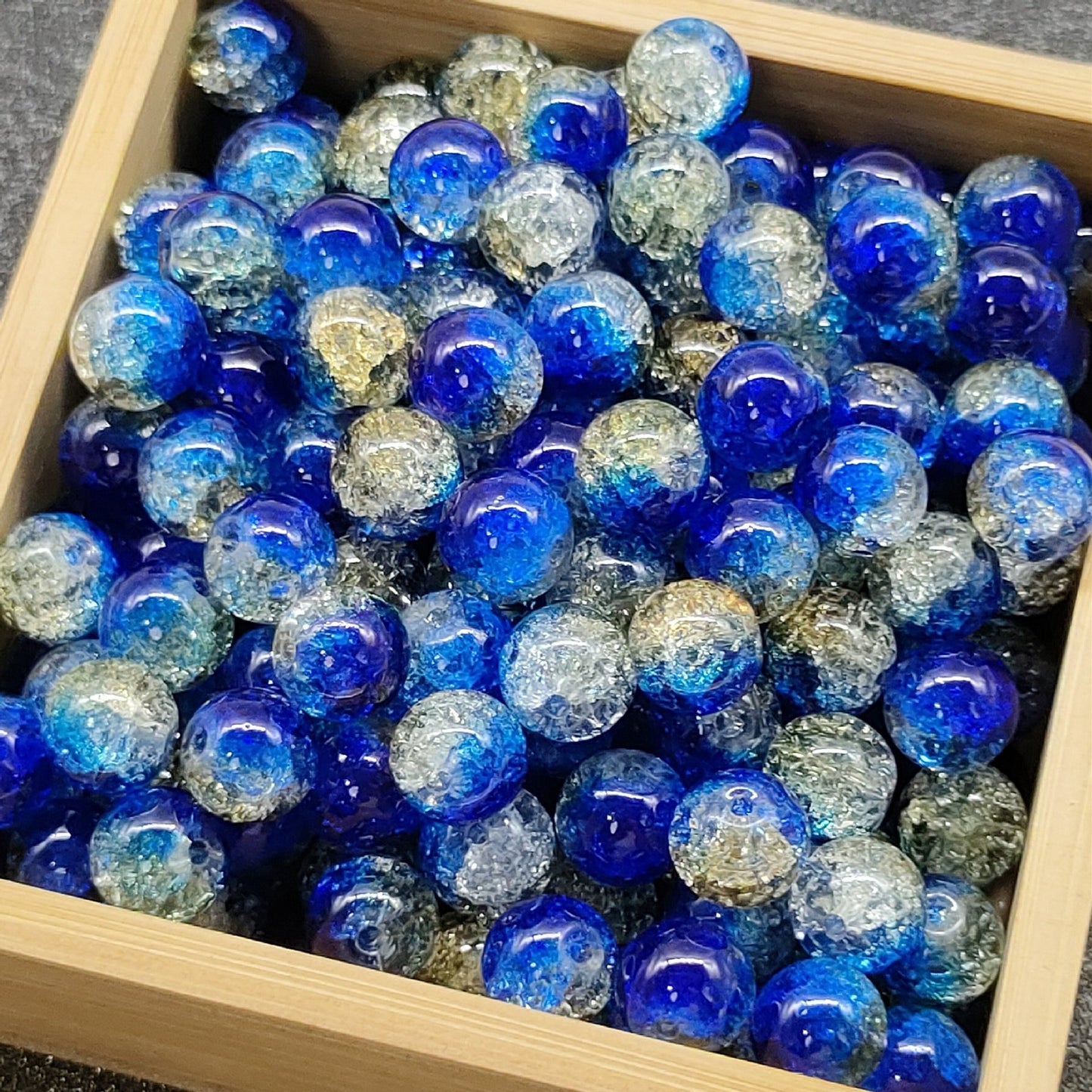 Crackle Glass Beads Round 10mm Transparent Mixed Colors 50pcs 44