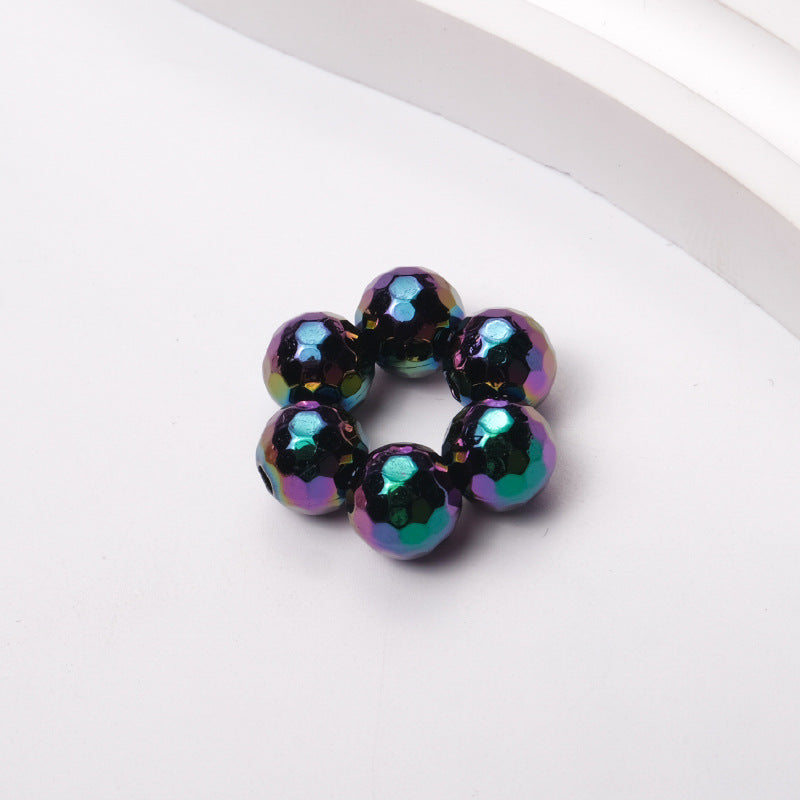 Plating Rhombus Faceted Wreath Acrylic Beads 23mm Glossy Plated 50pcs 10