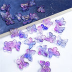 Czech Glass Beads Butterfly 11mm Translucent Purple Blue Pink 50pcs 4