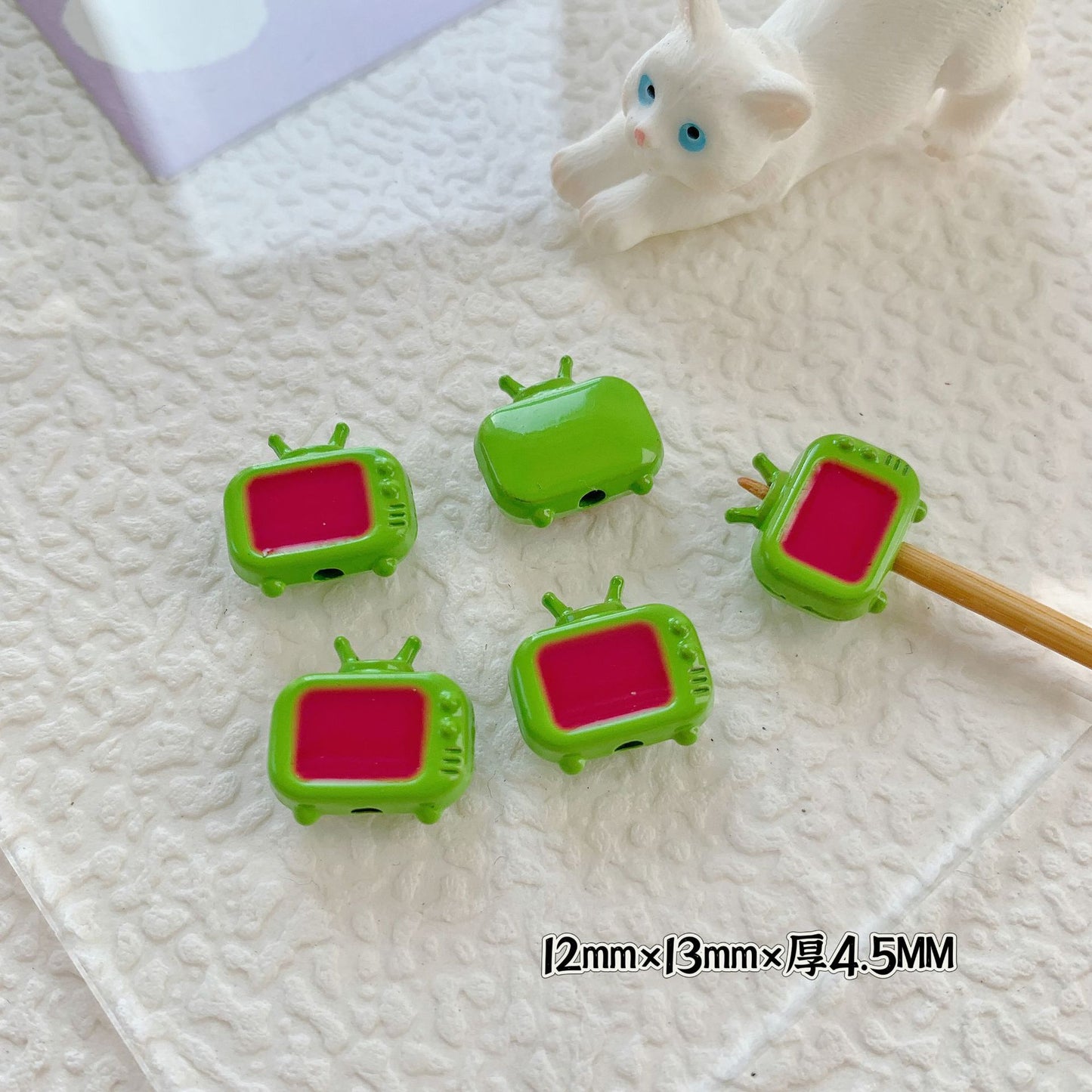 Cupcake and TV Metal Beads Painted Colorful Alloy 20pcs 24