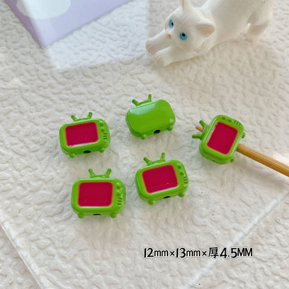 Cupcake and TV Metal Beads Painted Colorful Alloy 20pcs 24