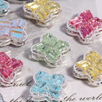 Rhinestone Paved Four-leaf Clover Rhinestone Beads 16mm Alloy 3pcs 3