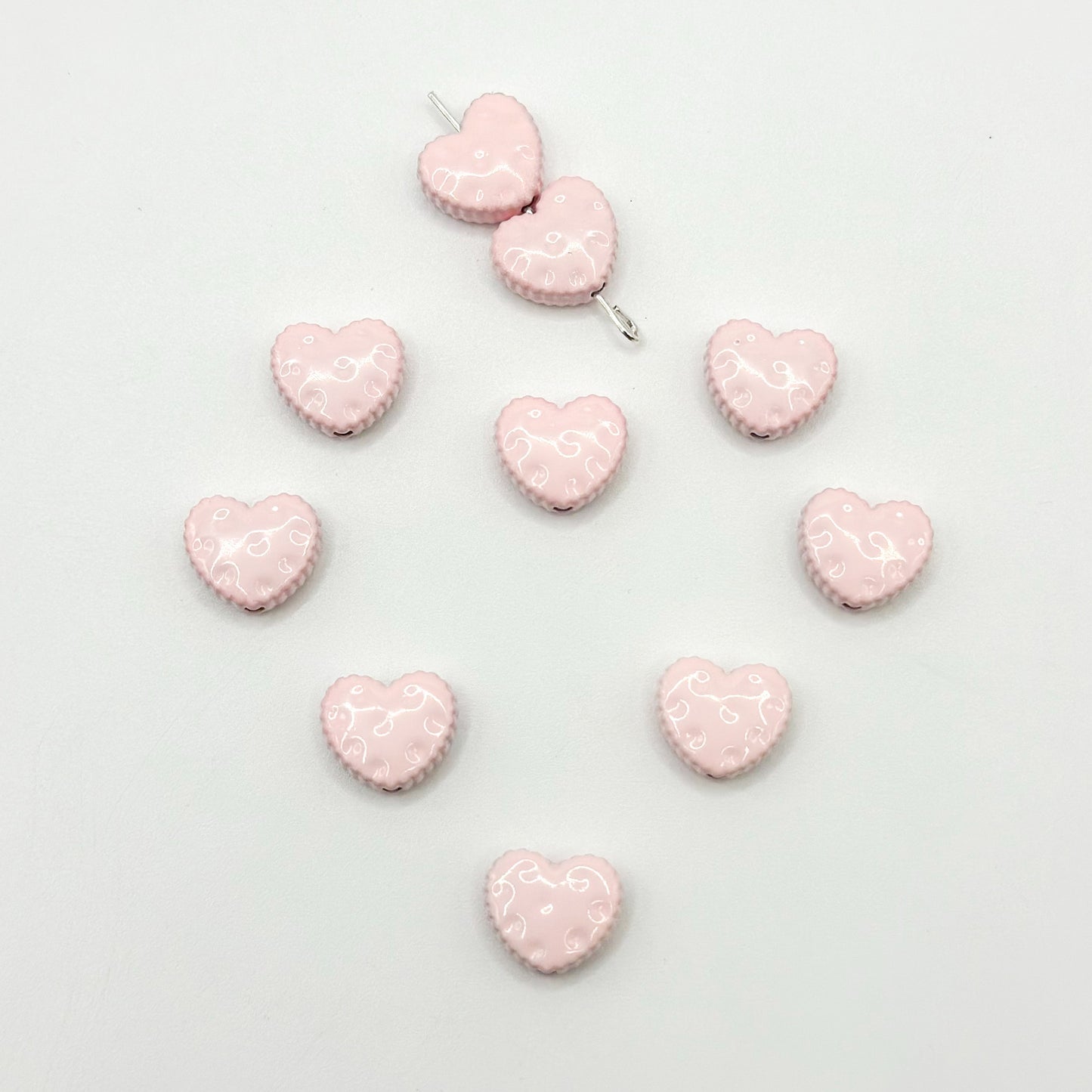 Heart Metal Beads 12mm Baking Painted Biscuit Style 20pcs 6