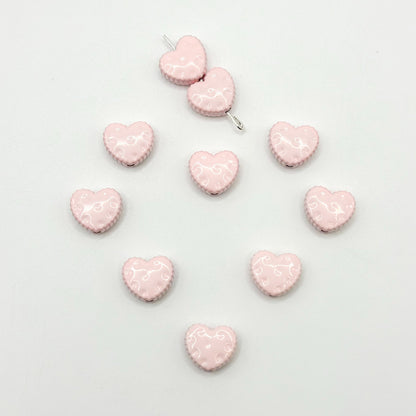 Heart Metal Beads 12mm Baking Painted Biscuit Style 20pcs 6