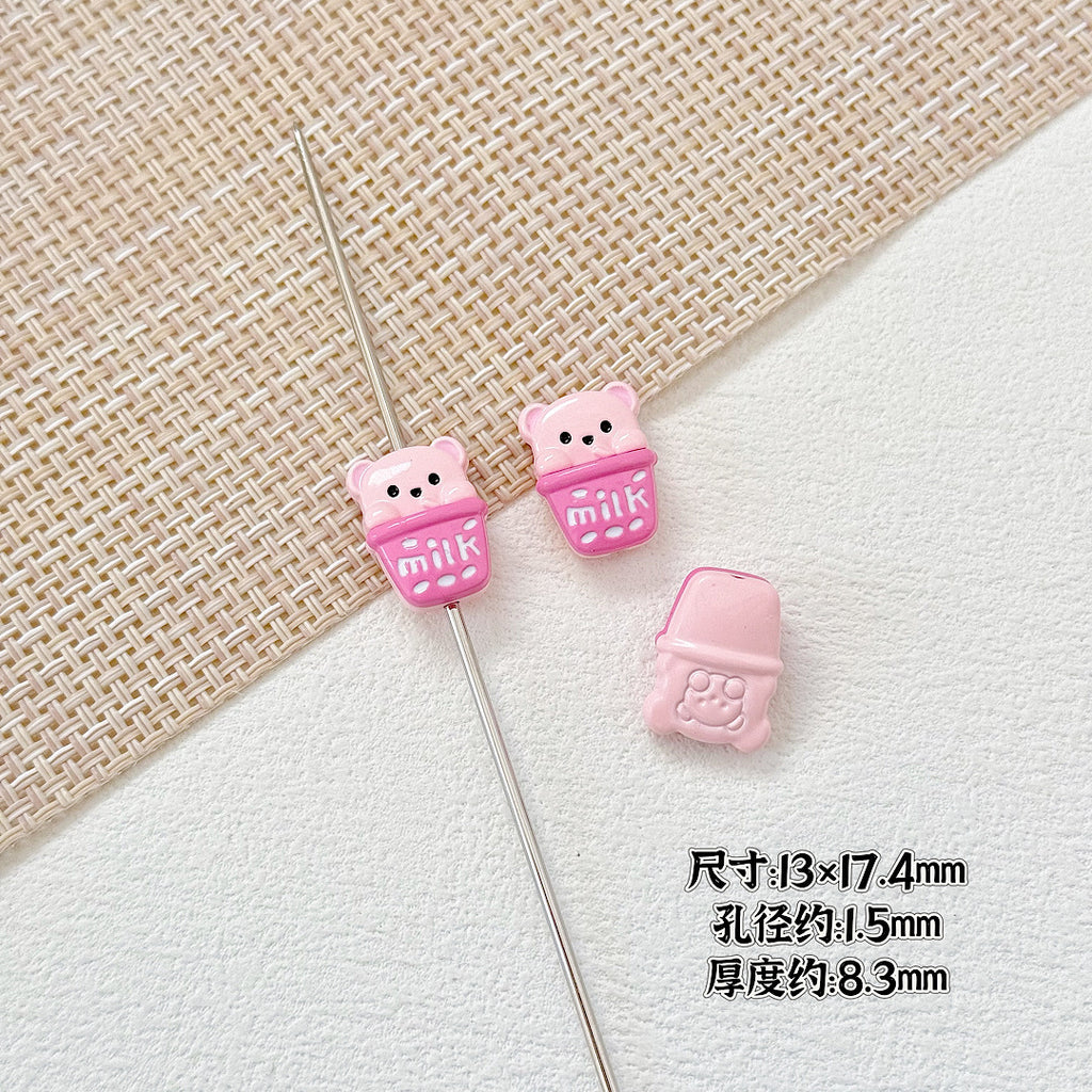Baking Painted Good Sign and Teacup Bear Metal Beads 17mm 10pcs 14