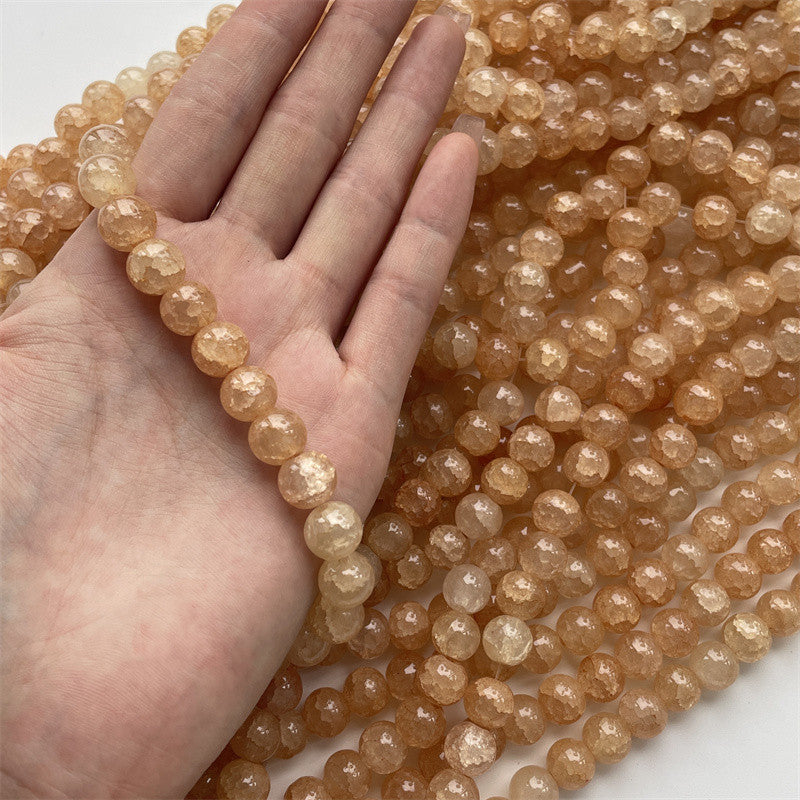 Crackle Round Glass Beads 10mm Ice Cracked Imitation Jade 40pcs 10
