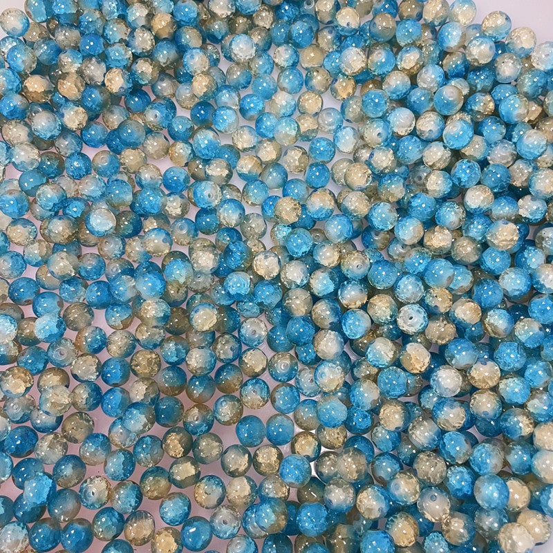 Gradient Crackle Round Glass Beads 10mm Pastel Mixed Colors 100pcs 21