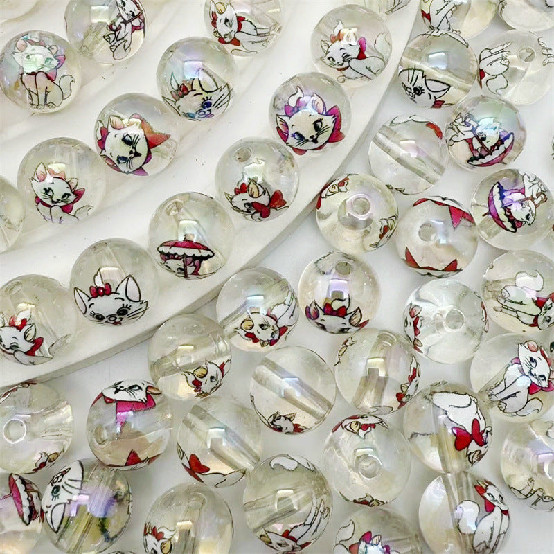 Round Acrylic Beads 16mm Clear Marie Printed 50pcs 5