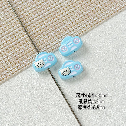 Kitten and Teddy Bear Metal Beads 14mm Hand Painted Alloy 10pcs 8