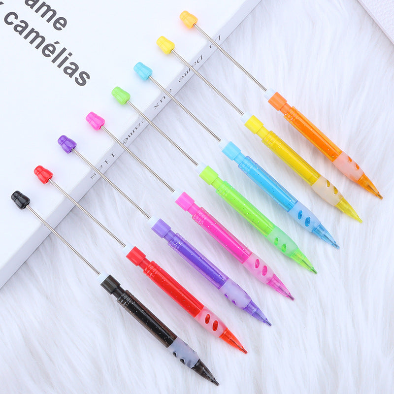 Beadable Mechanical Pencil Translucent Glittered Plastic Barrel 0.5mm 3