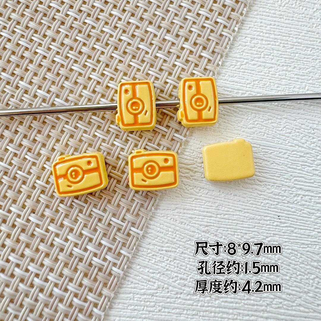 Camera Milk Carton Painted Metal Beads Glossy Enamel 20pcs 11