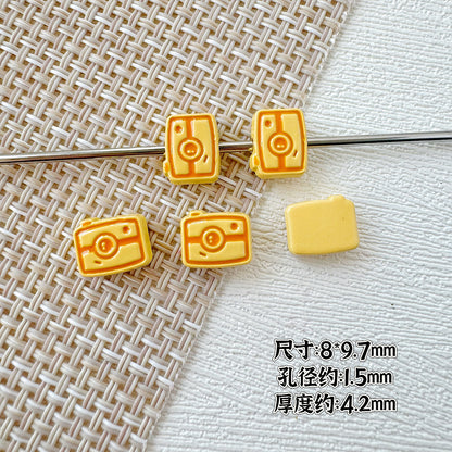 Camera Milk Carton Painted Metal Beads Glossy Enamel 20pcs 11