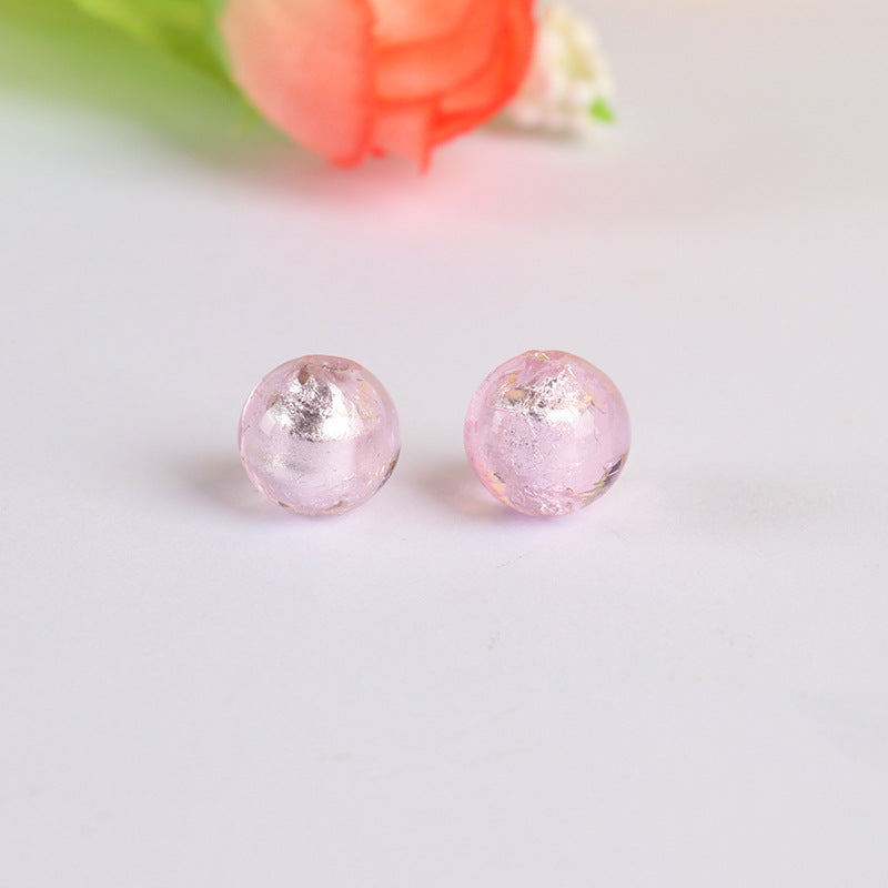Lampwork Glass Beads Round 10 12mm Silver Foil Colorful 5pcs 3