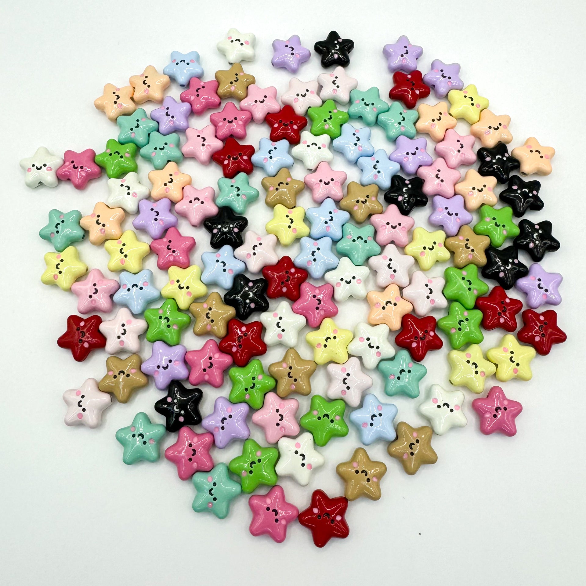 Star Metal Beads 13mm Glossy Painted Smiley Face 10pcs 6
