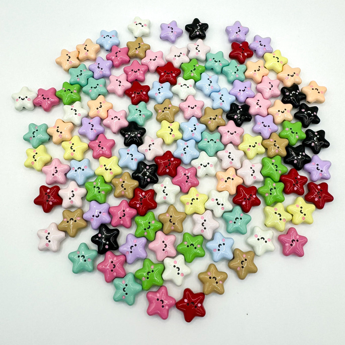 Star Metal Beads 13mm Glossy Painted Smiley Face 10pcs 6