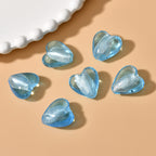 Lampwork Heart Glass Beads 10-20mm Transparent Silver Foil Filled 2pcs 5
