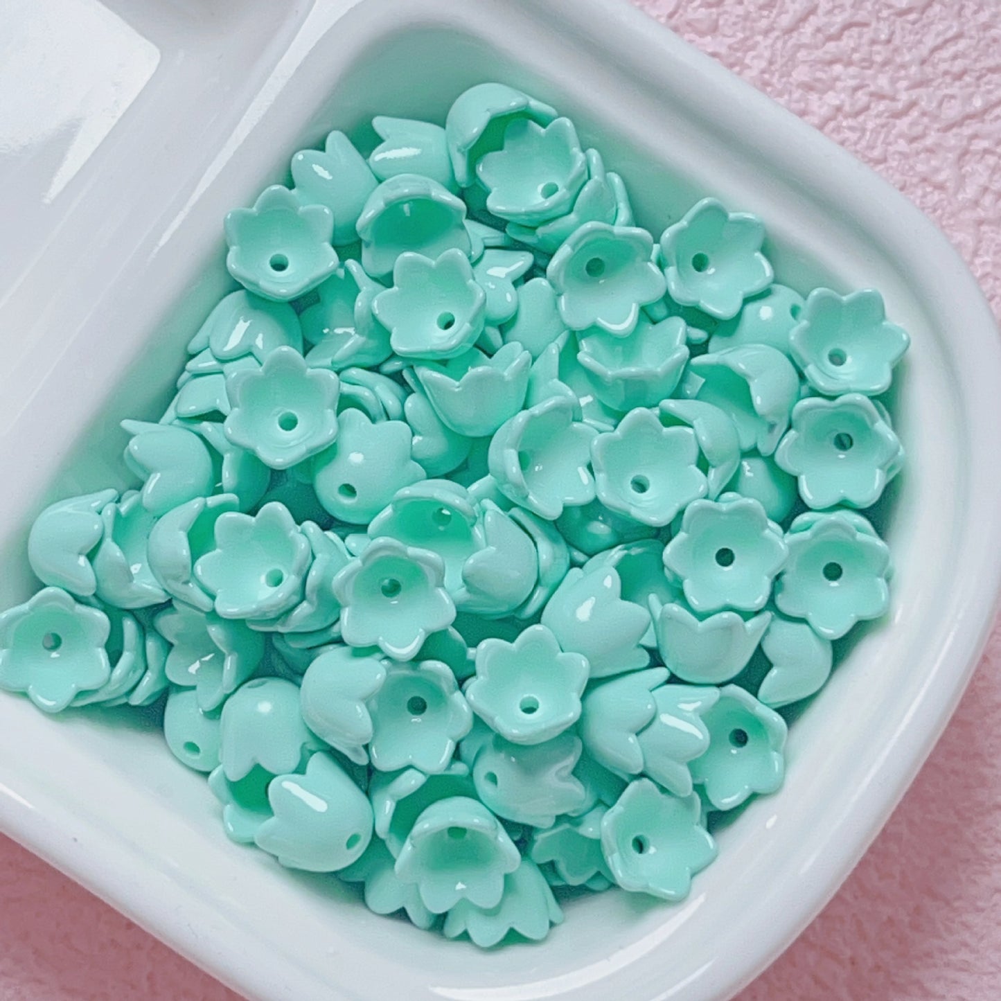 Painted Lily Acrylic Beads 9mm Dopamine Color Baked Finish 30pcs 9