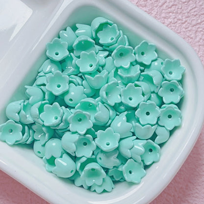 Painted Lily Acrylic Beads 9mm Dopamine Color Baked Finish 30pcs 9