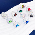 Rhinestone Heart Clay Beads 24mm White Sparkling Center 6pcs 4