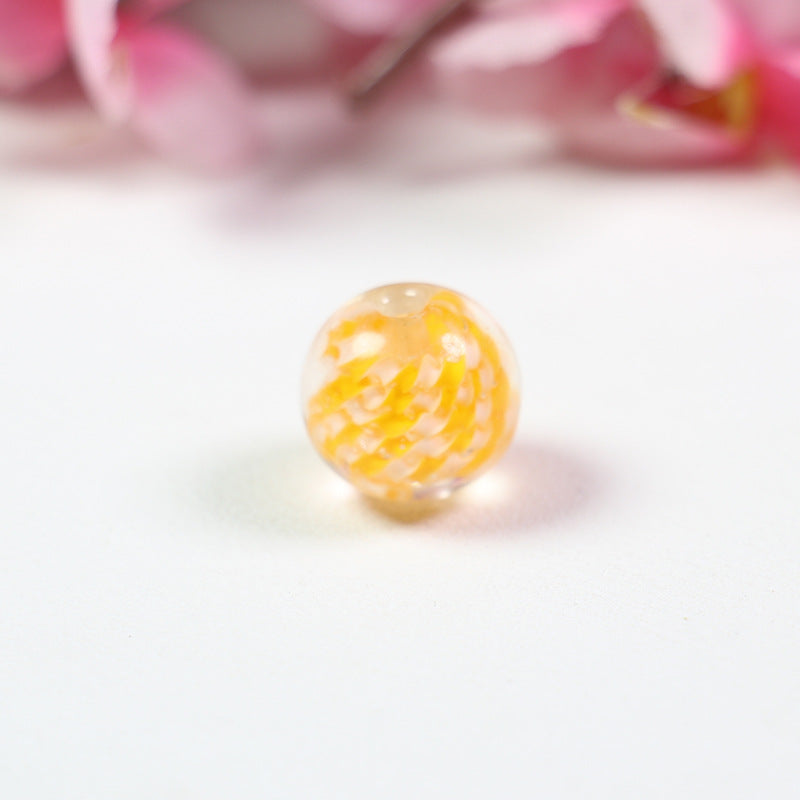Lampwork Glass Beads Round 14mm Two-Tone Spiral Pattern 10pcs 6