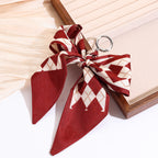Stylish Ribbon Bow Polyester Keychain Fashionable Accessory 2pcs 4