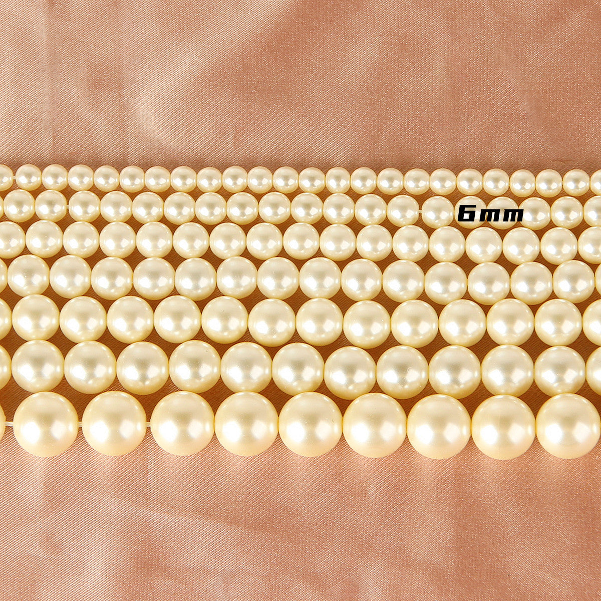 Pearl Glass Beads Round 5-12mm Yellow Imitation 10pcs 6