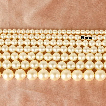 Pearl Glass Beads Round 5-12mm Yellow Imitation 10pcs 6