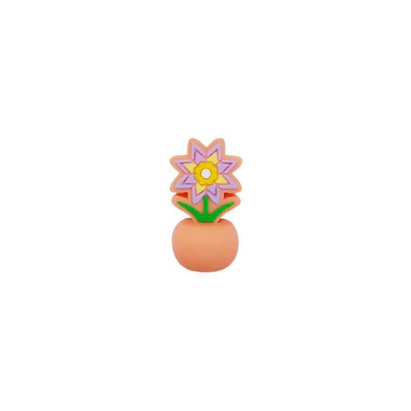 Silicone 3D Focal Beads Colorful Potted Plant Detailed Floral Design 20pcs 11
