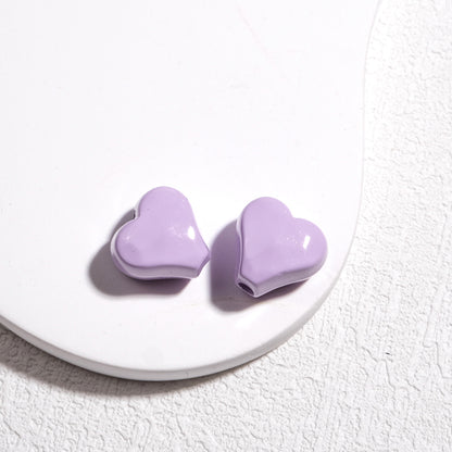 Irregular Faceted Heart Acrylic Beads 12mm Vibrant Colors 50pcs 10