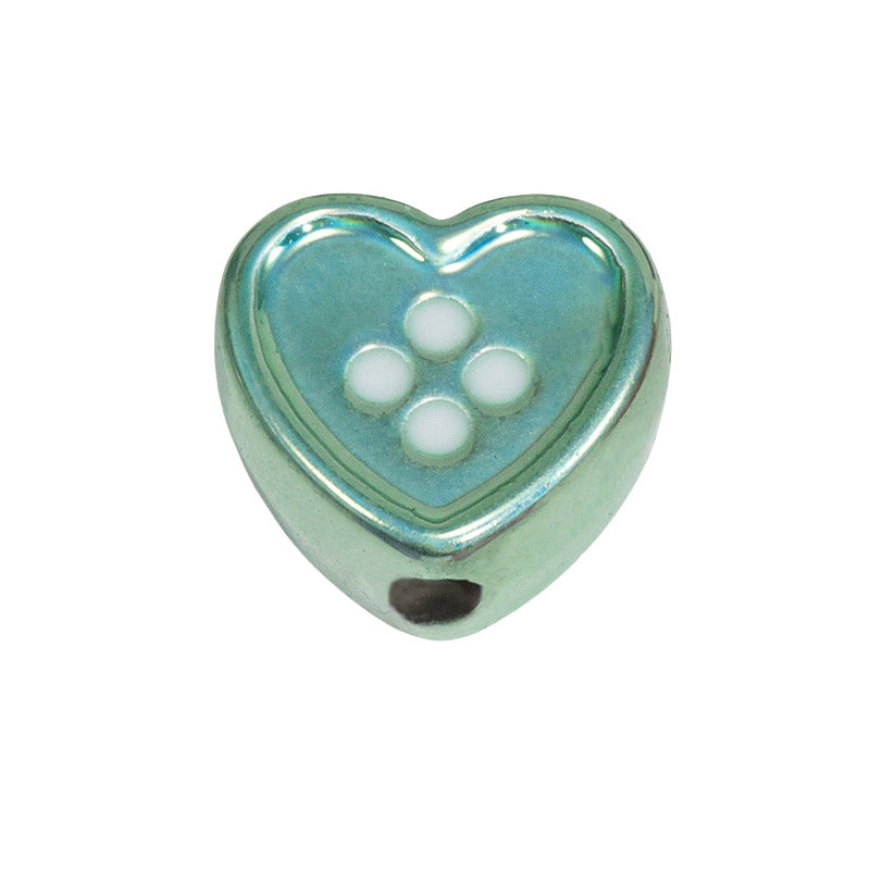 Plating Star and Heart Button Acrylic Beads 11mm Assorted Colors 50pcs 11