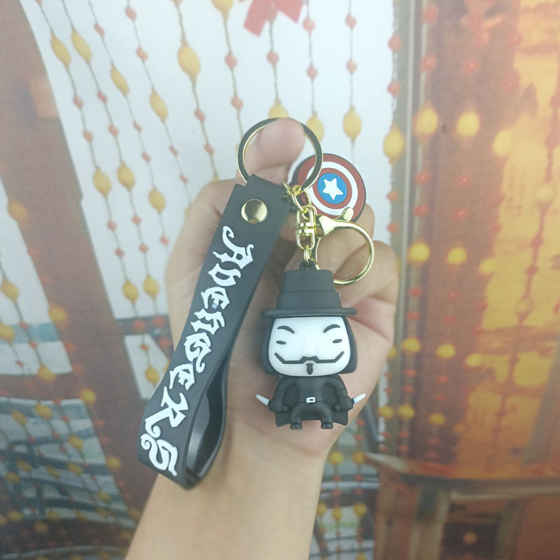 Soft Rubber Halloween Clown Keychain with Orange Hair and Yellow Eyes 2