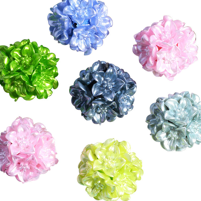 Floral Bubblegum Beads 22mm Metal Texture Flower Cluster 5pcs 5