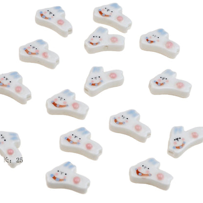 Running Bunny Ceramic Beads 25mm Hand Painted Cute Design 2pcs 5
