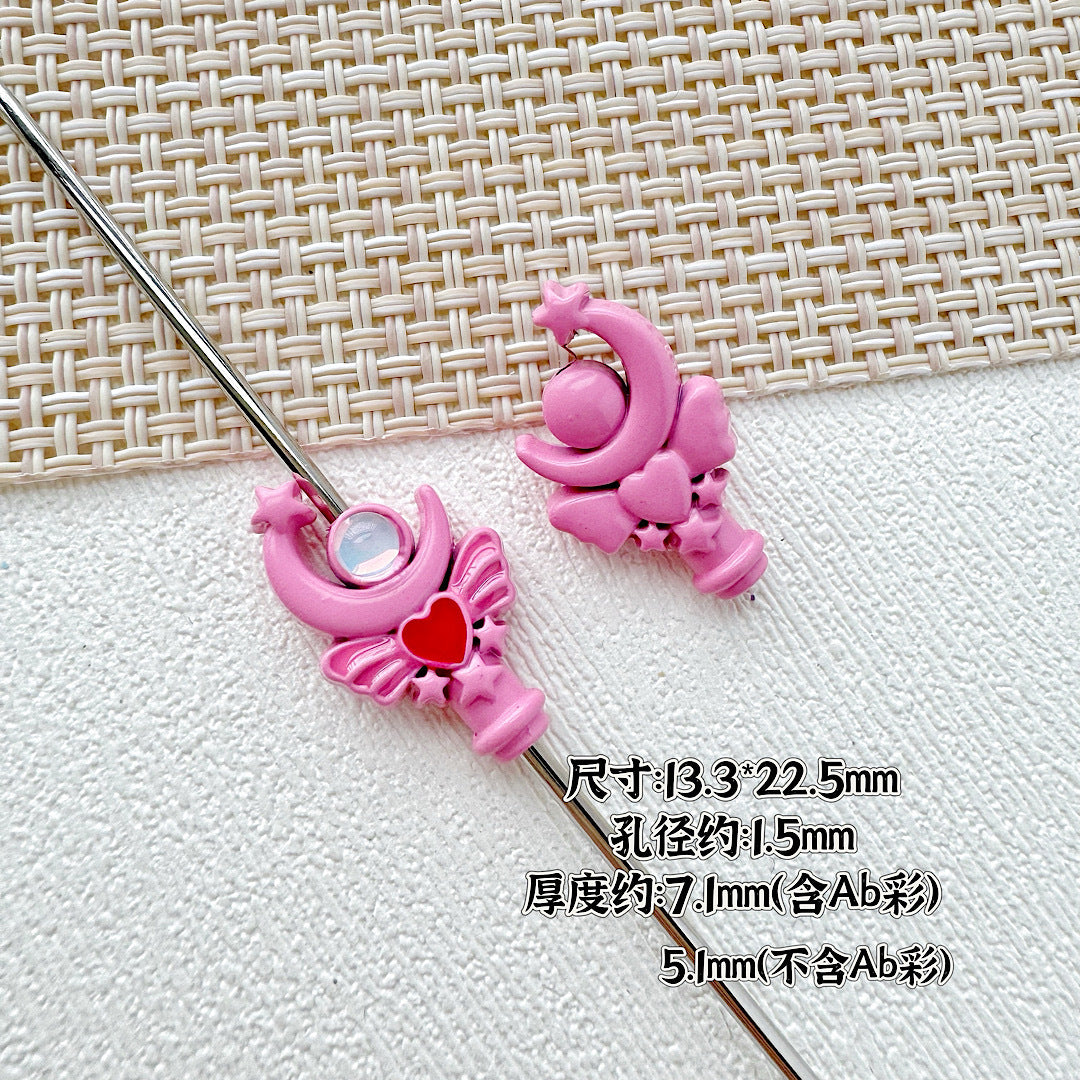Wand Metal Beads Painted Anime Style Alloy 10pcs 29