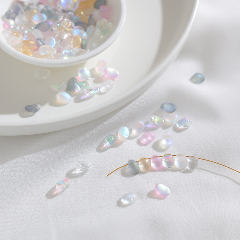 Transparent Czech Glass Petal Beads 6x8mm Soft Pastel Iridescent 100pcs