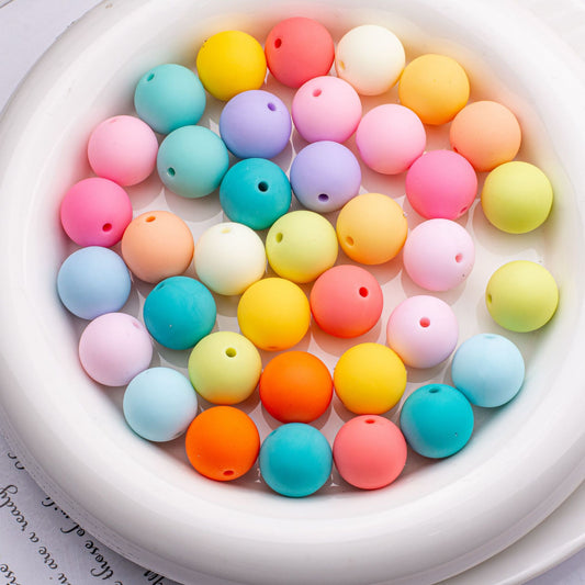 Rubberized Round Acrylic Beads 16mm Solid Color 20pcs