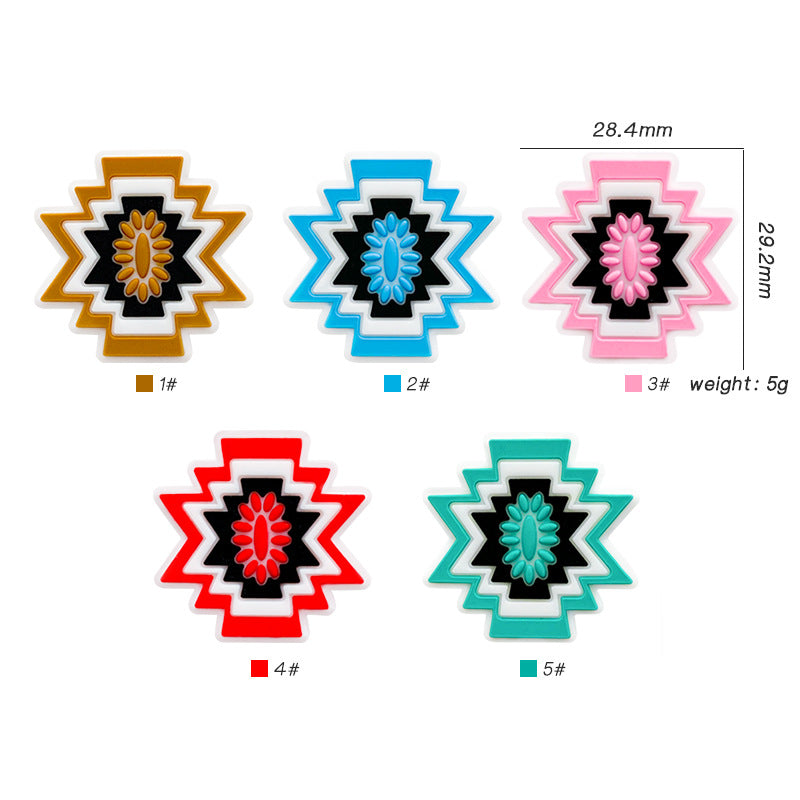 Silicone Focal Beads Cartoon Wormhole Bright Star Layered Design 20pcs 2