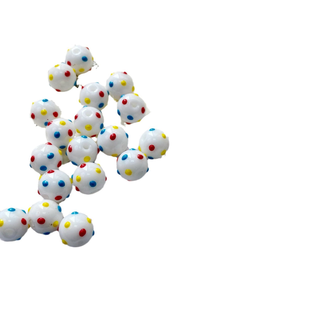 Lampwork Glass Beads Polka Dotted Round 8.2mm Colorful Glossy 10pcs 5