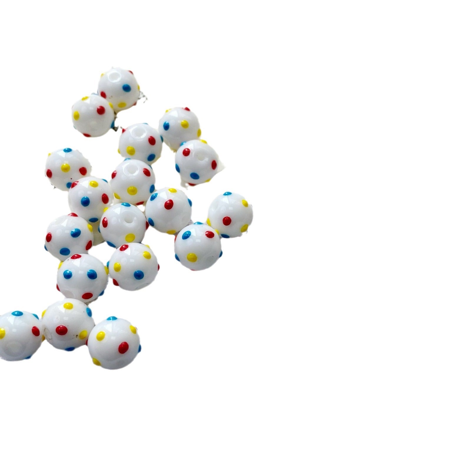 Lampwork Glass Beads Polka Dotted Round 8.2mm Colorful Glossy 10pcs 5