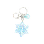 Acrylic Snowflake Keychain Colorful Iridescent Blue Christmas Charm