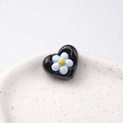 Floral Heart Acrylic Beads 21mm Colorful Mixed 50pcs 11