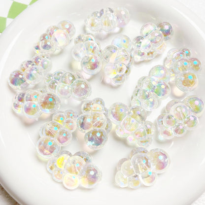 Clear Plated Cloud Acrylic Beads 22x32mm Chubby Pastel Iridescent 10pcs 11