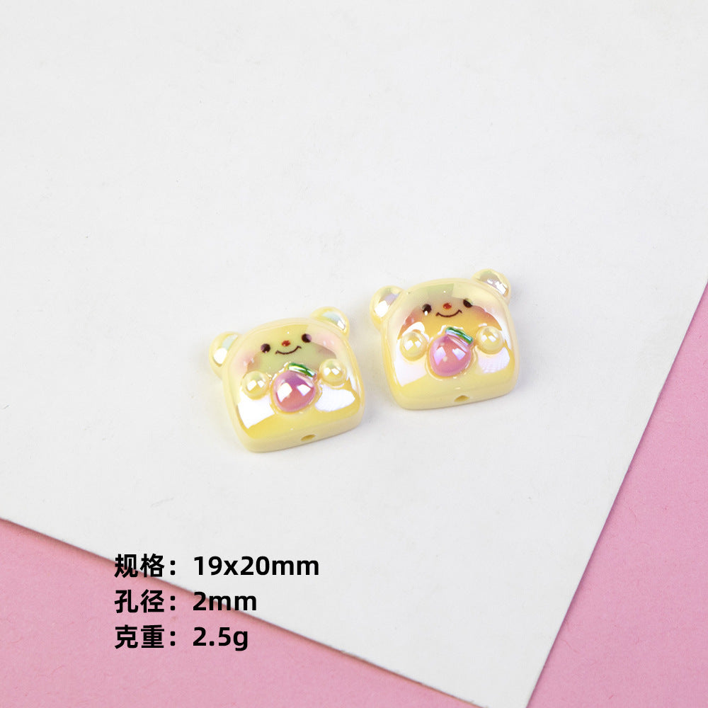 Plating Adorable Butter Bear Resin Beads Glossy Pastel Charms 20pcs 9
